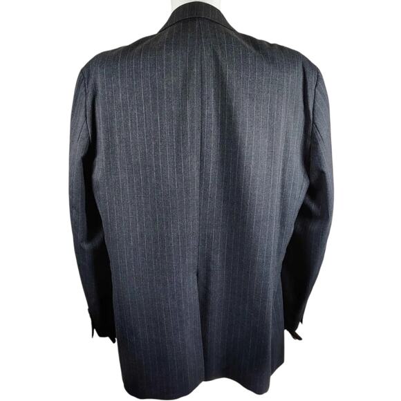 VTG CHAPS Ralph Lauren Men's 2 Piece Suit Dark gray Pin striped -Size: 46L / 42W - Picture 3 of 16